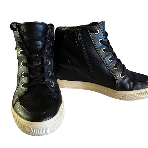 Aldo Black Wedge Sneaker Size 9 - Picture 4 of 12